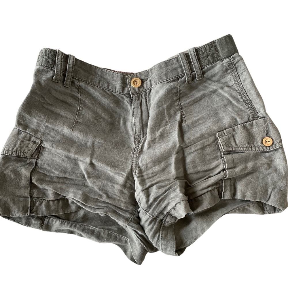 Banana Republic Light Green Linen Cargo Shorts